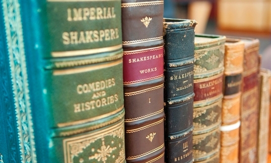 A sample of Shakespeare-related research material held by Special Collections.